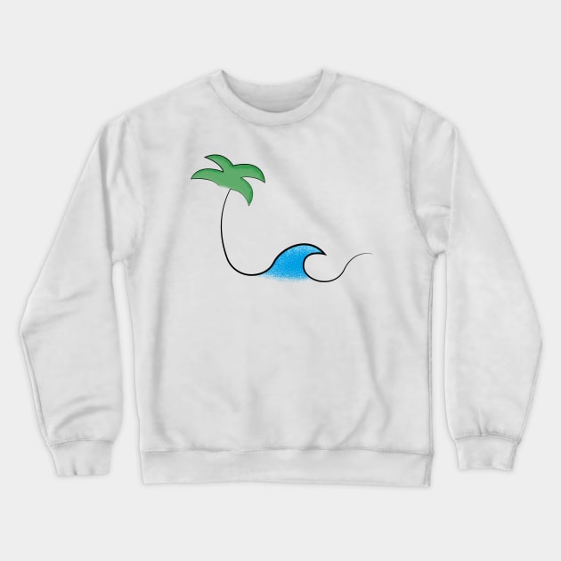 palm and wave one line Crewneck Sweatshirt by JDP Designs